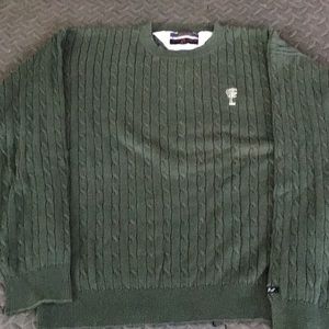 Men’s Tommy Hilfiger 100% cotton cable knit dark Green Golf sweater